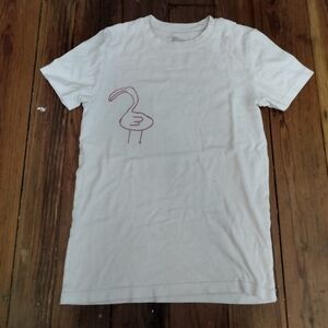 White T-Shirt with Flamingo Design